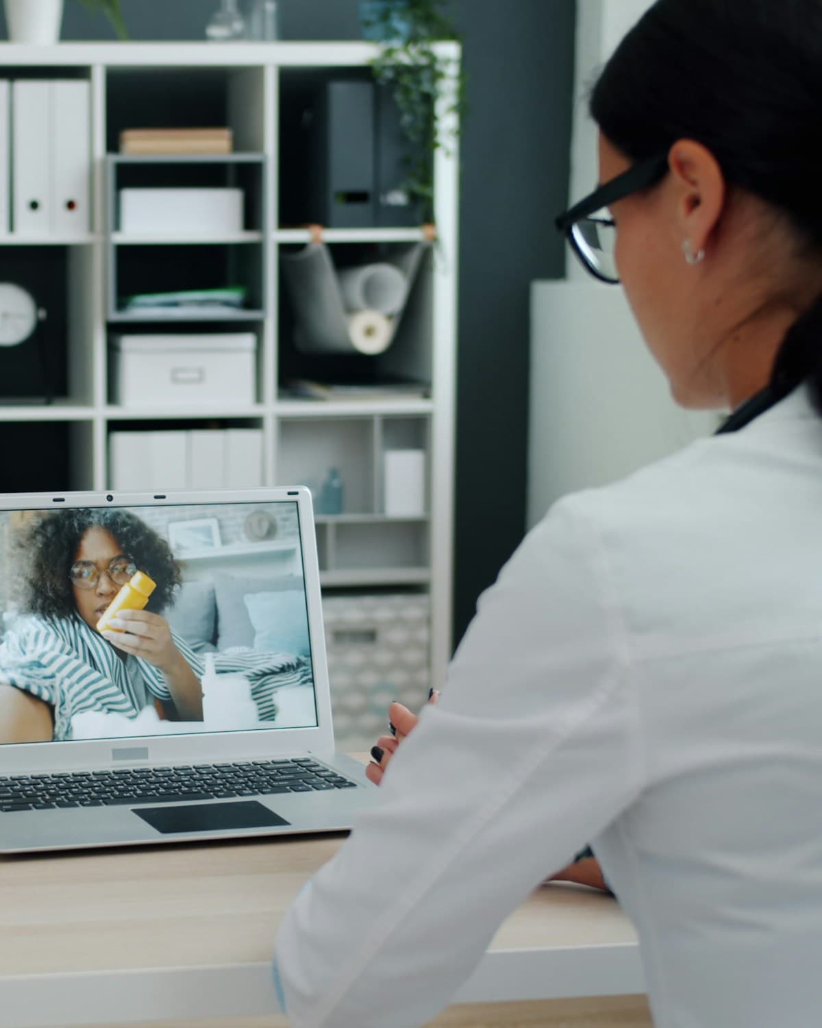 Patient consulting a doctor from home